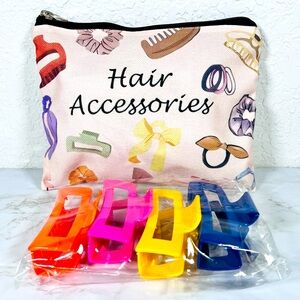 Hair Accessories Pouch & 4 Hair Clips
